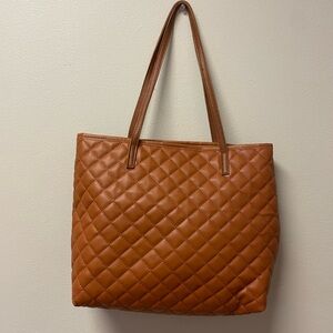 Quilted Tan Tote Bag